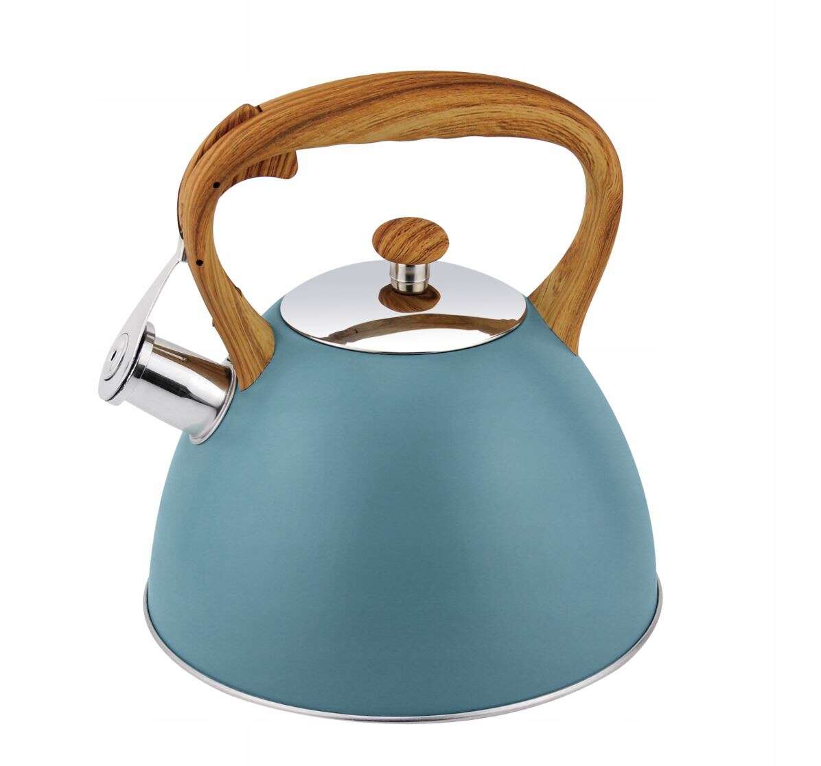 Traditional Turquoise Steel Tea Kettle with Ergonomic Handle - 3 Liter