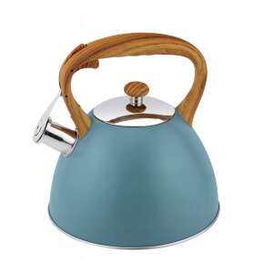 Traditional Turquoise Steel Tea Kettle with Ergonomic Handle - 3 Liter