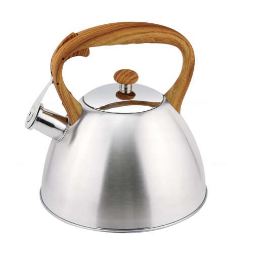 Stainless steel kettle with wooden handle, 3 liter capacity