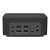 Заден изглед на докинг станция Logi Dock Teams Graphite, показващ USB-C, USB-A, HDMI, DisplayPort и захранващи портове