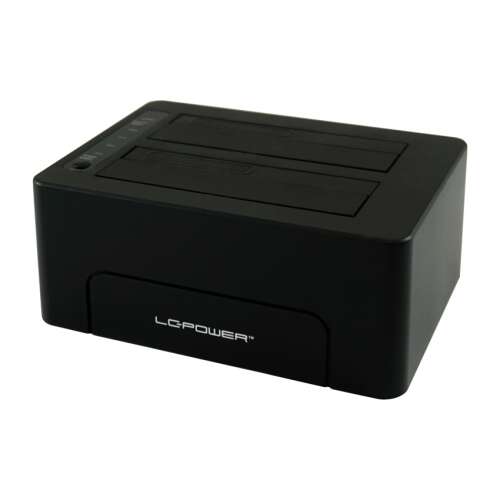 Stacja dokująca LC-Power USB 3.2 Gen 2 Typ-C z dwoma zatokami na dyski HDD i SSD, czarna