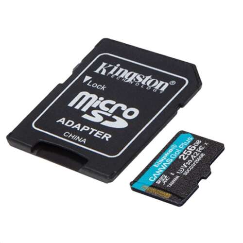 FL Kingston 256GB SD micro Canvas Go! Plus (SDXC Class 10 UHS-I U3) (SDCG3/256GB) Speicherkarte mit Adapter