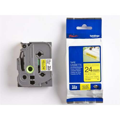 Brother P-touch TZe-S651 24mm Черно на Жълто Лента за Етикети, Силно Лепило