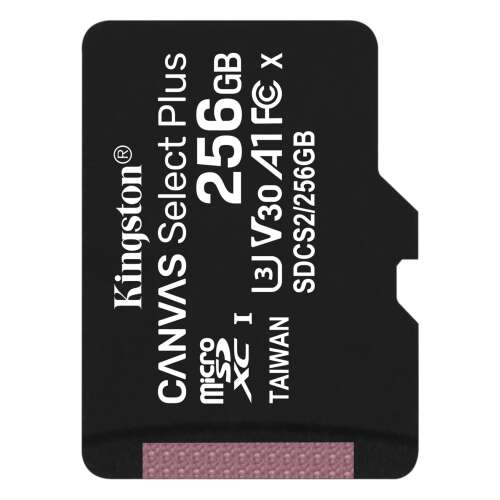 FL Kingston 256GB SD micro Canvas Select Plus (SDXC Class 10 A1) (SDCS2/256GBSP) memória kártya