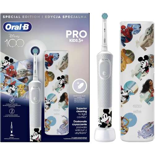 Oral-B Pro Kids 3+ Disney 100 Elektromos Fogkefe, Szürke-Fehér