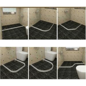 Collage of waterproof sealing strip installation examples in bathrooms - Sealing tape