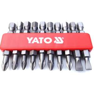 YATO 10-częściowy zestaw bitów 50 mm z różnymi rozmiarami i typami, w tym płaskie, Phillips i Pozidriv - Bithead