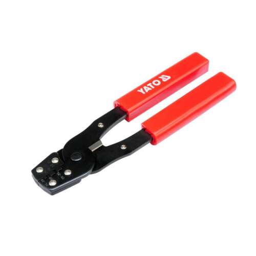 Yato YT-2255 crimping pliers with red handles on white background