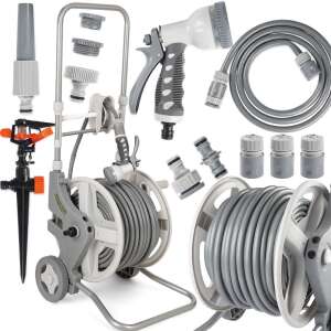 JohnGreen Schlauchwagen-Set mit 50m Schlauch, 9-in-1 Sprühpistole und Zubehör - Garten