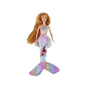 Emily the Mermaid Doll with pink and blue iridescent tail and a tiara - Nonbrand Baba