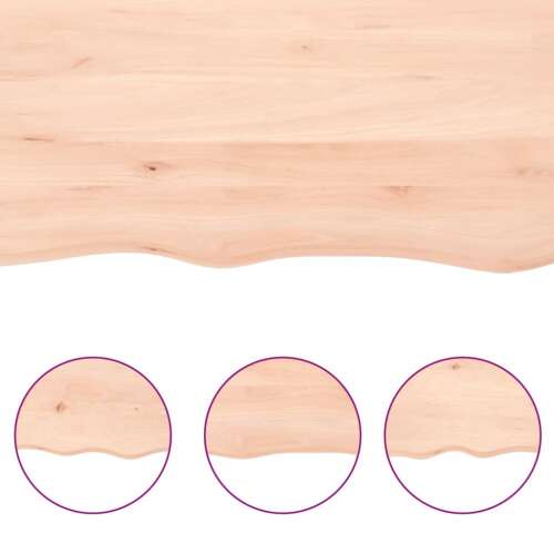 Kezeletlen tömör tölgyfa fürdőszobai pult, 40x50x2 cm, természetes élekkel, kollázs