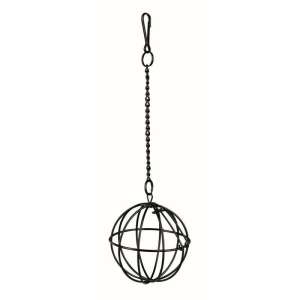 TRIXIE 6104 Kleine Heuball für Nagetiere, 8 cm, Schwarzer Metallkäfig mit Kette - Viehzucht