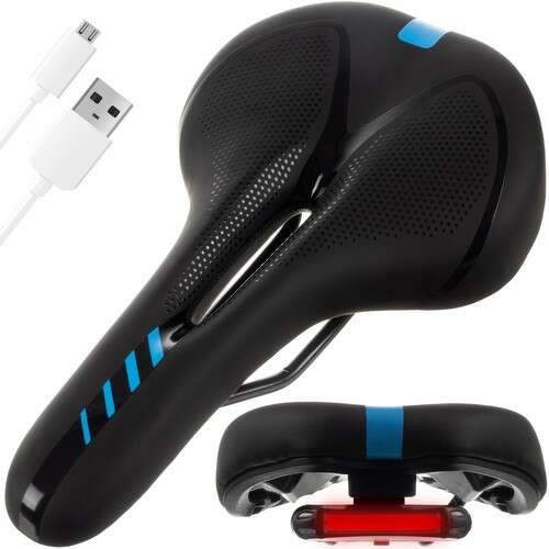 Trizand comfortable bike seat with LED light and USB charging cable