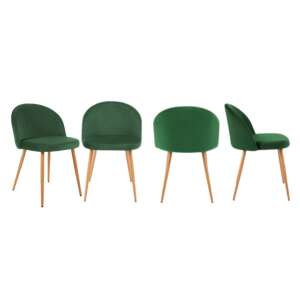 AKORD 075 Green Velvet Dining Chair - Multiple Angles - Kitchen Furniture