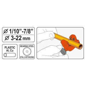 YATO csővágó műanyag, alumínium és réz csövekhez, 3-22 mm - Csővágó