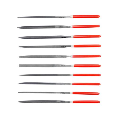 YATO 10-teiliges Nadelfeilenset, 5,0 x 180 mm, verschiedene Profile