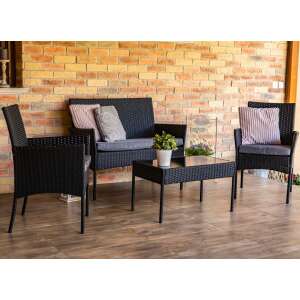 Sada polyratanného záhradného nábytku pre 4 osoby SmileHOME by Pepita Royal #čierna a sivá