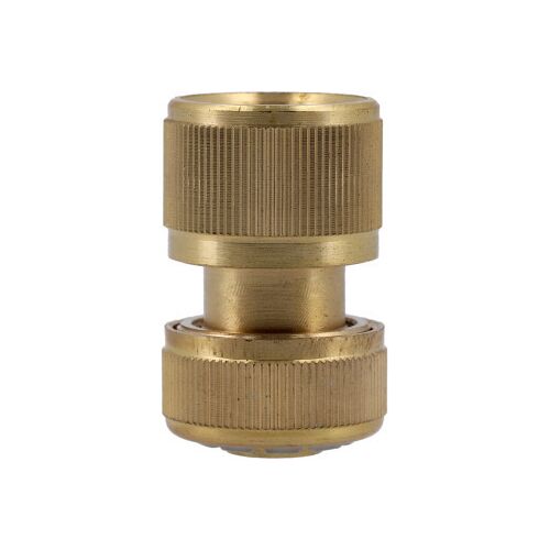 Közelkép a FLO 1/2 hüvelykes réz kerti tömlő gyorscsatlakozójáról