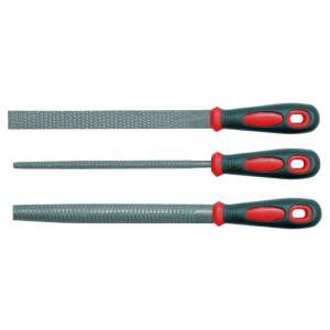 VOREL 3-teiliges Raspel-Set, 200 mm, mit roten Griffen - Feilen