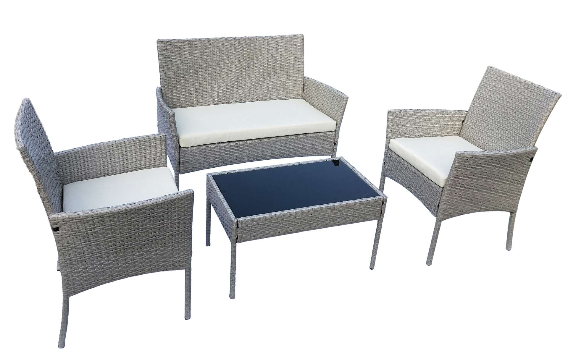 SmileHOME by Pepita Royal 4 személyes polyrattan Kerti bútor garnitúra #világosszürke-bézs