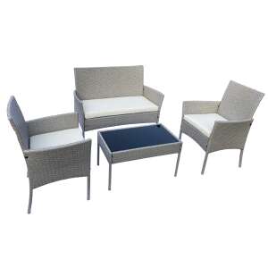 SmileHOME by Pepita Royal 4 személyes polyrattan Kerti bútor garnitúra #világosszürke-bézs