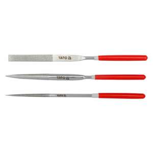 YATO 3-teiliges Nadelfeilen-Set, 4,0 x 160 mm, flach, halbrund, rund - Feilen