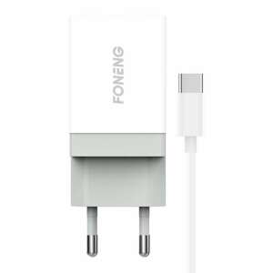 Încărcător rapid Foneng K210 cu cablu USB-C, alb - Foneng