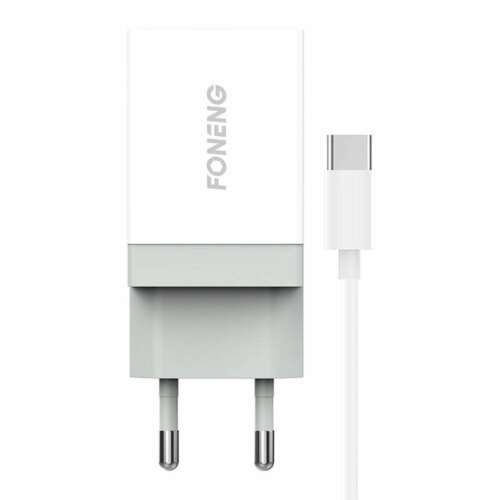 Încărcător rapid Foneng K210 cu cablu USB-C, alb