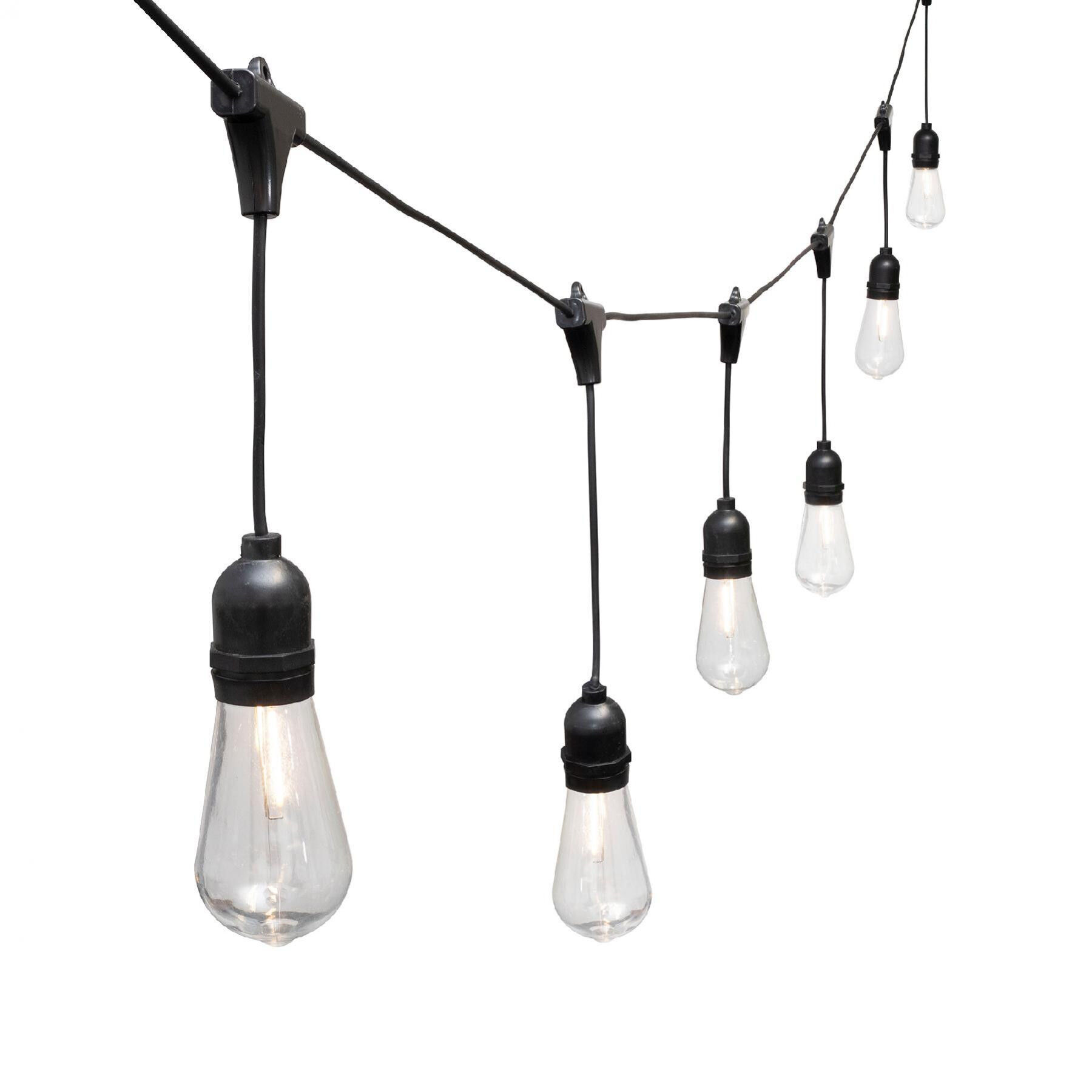 Acasă LPL 10 PAPAYA șir de lumină LED cu filament, 4,5 m / 10 LED-uri cu filament alb cald, hotă transparentă la apă, pliabil, cablu din cauciuc negru, adaptor, design exterior și interior