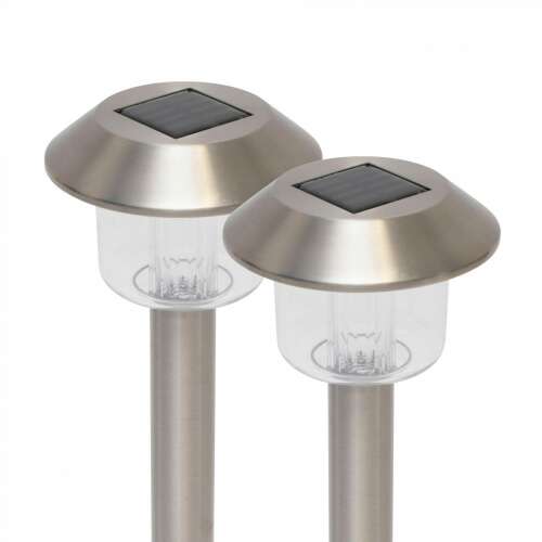 2er-Set Edelstahl Solar-Gartenleuchten mit Farbwechsel-LED