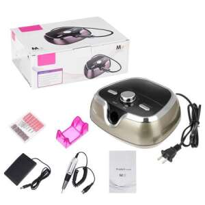 Profi műköröm csiszológép készlet M3, arany szín, design győztes, lábpedállal, fúrófejekkel, állvánnyal és adapterrel - Műköröm csiszológép