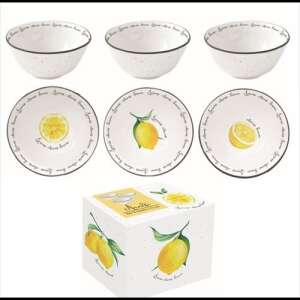 Set mit 3 Amalfi Porzellanschalen, 9,5 cm, mit Zitronenmotiv, in einer Box - Schalen