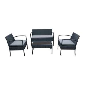 SmileHOME by Pepita Venus 4 személyes polyrattan Kerti bútor garnitúra #fekete-szürke