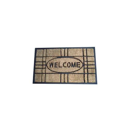 Welcome doormat, 45x75cm, brown, checkered, rubber backing