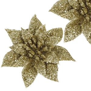 Springos goldener Glitzer Weihnachtsstern Christbaumschmuck - Christbaumschmuck