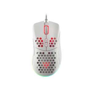 Genesis Krypton 555 gaming mouse, white, wired, RGB lighting, honeycomb design - Mouse