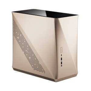 Fractal Design Era ITX Window Gold computer case, gold color, angled view - Computers and Accessory