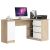 Akord corner desk in sonoma oak and white with drawers and shelves