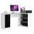 Jobbkezes P77_155 white and glossy black corner desk with shelves and drawers
