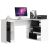 Jobbkezes P77_155 white and glossy black corner desk with shelves and drawers