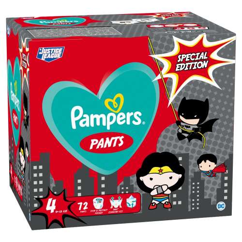Pampers Pants Bugyipelenka 9-15kg Maxi 4 (72db) Justice League