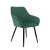 Akord 082 Green Velvet Dining Chair, angled view, black legs