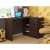 Corner desk with drawers and shelves, wenge color, modern style, for home office, study, or bedroom, in a room setting