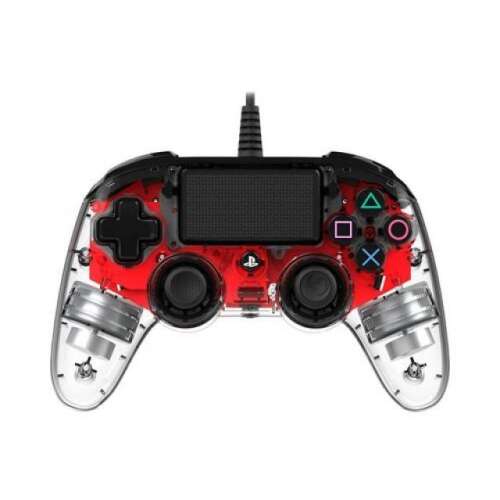 Nacon Illuminated Compact USB Gamepad Transparent/Piros PS4OFCPADCLRED