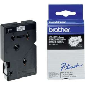 Cassetă cu bandă laminată Brother P-touch TC-201, negru pe alb, lățime 12 mm, lungime 7,7 m - Consumabile pentru imprimantă