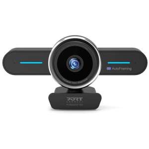 Webcamă de conferință Port Designs Mini 4K cu cadrare automată, neagră, vedere din față - Port Designs