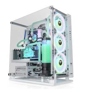 Thermaltake Core P3 TG Pro Snow Edition white computer case with tempered glass side panel and RGB fans - Thermaltake