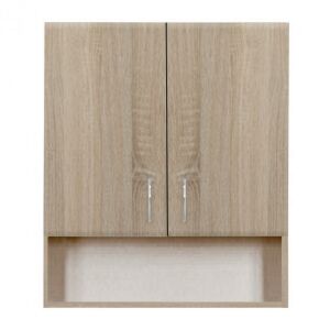 Bianca Plus 60 Wandschrank mit 2 Türen und offenem Unterteil in Sonoma Eiche - Leziter Badezimmerschrank