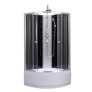 Leziter Karolino 90 fekete mélytálcás zuhanykabin, 90x90 cm, esőztetővel és kézi zuhannyal - Leziter