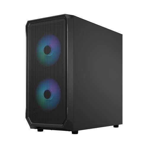 Fractal Design Focus 2 RGB Fekete PC Ház - Elölnézet RGB Ventilátorokkal